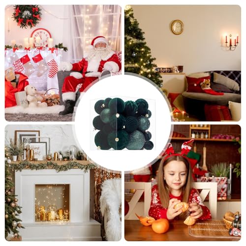 Décorations de Noël en velours floqué – Ensemble de 36 pièces de fête