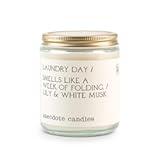 Anecdote &apos;Laundry Day&apos; Coconut Soy Wax Candle Jar &vert; Premium Hand Poured & Long Burning &vert; Lily & White Musk Scent &vert; Phthalate-Free &vert; for Home&comma; Office&comma; Gift - 7&period;8 Oz