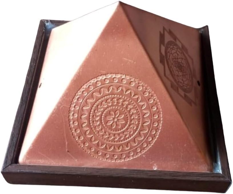 Copper Pyramid Yantra 3 x 3 inch Car Pyramid | vastu Correction | with Stand