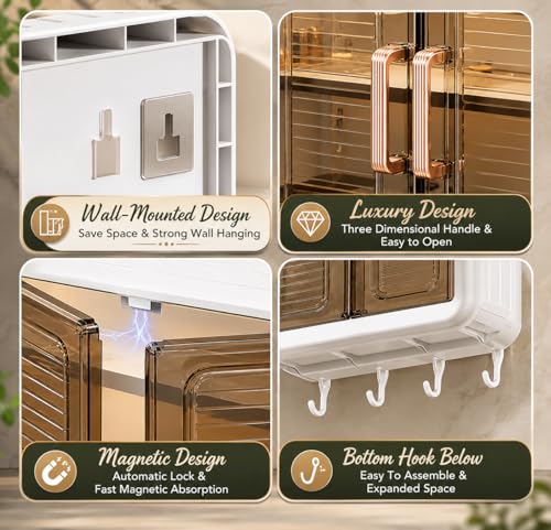 Image of Bathroom Organiser | Wall Mounted Storage Cabinet for Bathroom & Kitchen Essentials, Skincare & Makeup | Organizer Cabinet for Home (White)