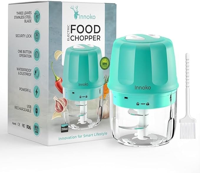 Picadora eléctrica recargable para picadora de cebolla, picadora potente, picadora de carne portátil inalámbrica con hoja de acero inoxidable, mini