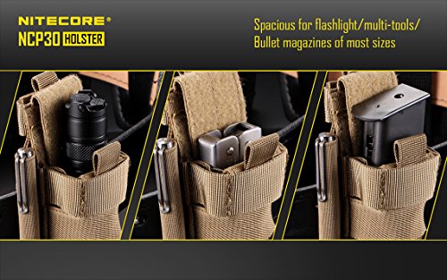 Edisonbright Nitecore Ncp30 Molle Compatible Flashlight/Magazine Cordura Holster (Black) With Bbx3 Battery Case #TOP7