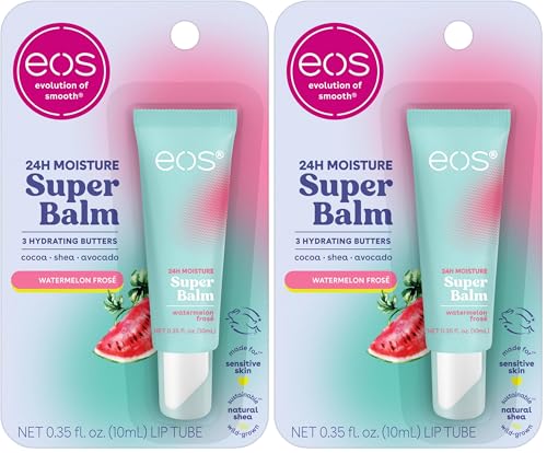 Image of eos Lip Balm, 24H Moisture, Super Balm, Sensitive Skin | Watermelon Frose | Lip Mask | Day or Night Treatment | Pack of 2