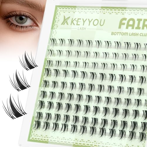 KEYYOU Bottom Lash Clusters Fairy Bottom Lashes 5-7mm Wispy Manga Eyelash Clusters Soft Ultra Thin Band Can be Paired with All kinds of Spiky Lashes and Reusable