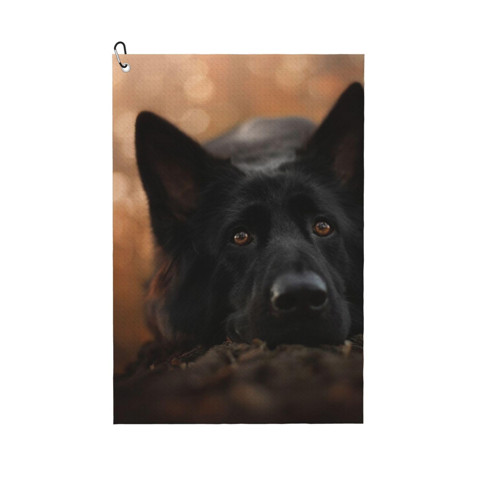 Hnnkloy Black German Shepherd Bokeh Autumn German, 16x24 in Portable Waffle Golf Towels with Carabiner Clip for Golf Bag