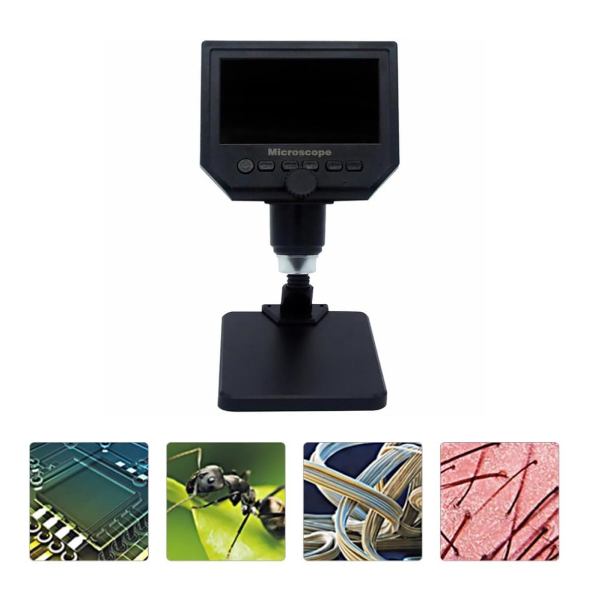 G600 Digitales LCD Mikroskop 3,6 Megapixel 1080p mit 8 LEDs Schwarz