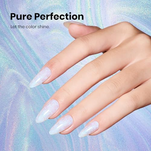 Image of Beetles Pearl Gel Nail Polish - 15ml Stay Shining Iridescent Mist Gel Polish White Blue Sparkle Thread Effect Nail Art Uv Led Home Salon Long-Lasting Soak-Off Nail Gel Gift for Women