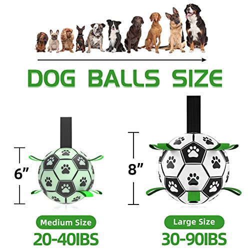 Image of Glow in The Dark Dog Toys, 8'' Dog Soccer Ball with Straps Upgraded Interactive Light Up Dog Toys, World Cup Dogs Football, Outdoor Tug Toys for Medium & Large Dogs Birthday Gifts(8 Inch-Large)