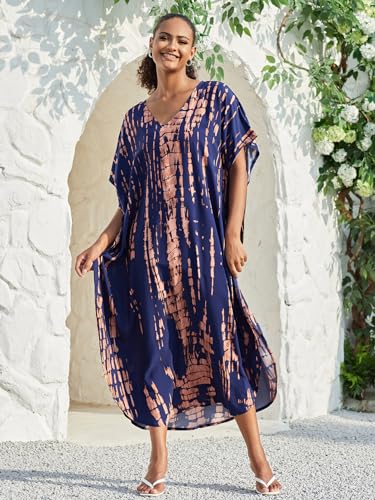 Image of Kaftan Dresses for Women Plus Size Bathing Suit Cover up Caftan Maxi Beach Dresses