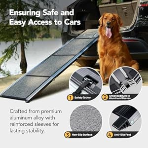 Dog Ramp for Car 71'' X-Long & 17.2" Wide Folding Pet Ramp Dog Ramps for Large Dogs with Non-Slip Rug Surface Portable Dog Car Ramp for SUV Car & Truck, Outdoor Dog Ramp Up to 250 LBS Dog Ramp for Car 71 X Long 172 Wide Folding Pet Ramp Dog Ramps for Large Dogs with Non Slip Rug Surface Portable Dog Car Ramp for SUV Car Truck Outdoor Dog Ramp Up to 250 LBS