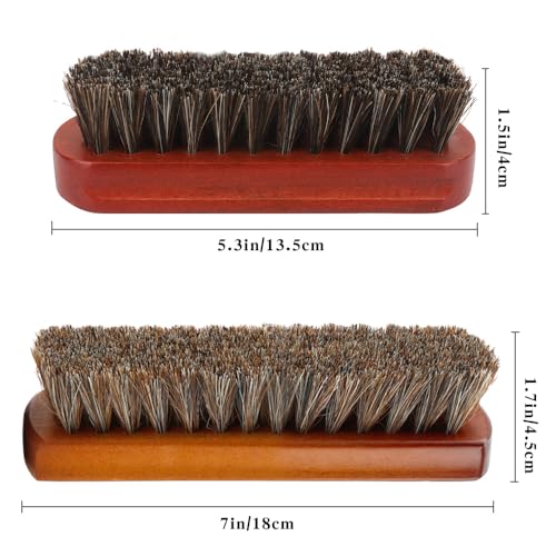 Shoe Brush, 2 Pcs Horsehair Shoe Brush Shoe Cleaning Brush Boot Brush for Leather, Shoe Brushes Shoe Shine Brush Brush Shoe Polish Brush for Cleaning and Care Leather Shoes Clean Dauber Applicators