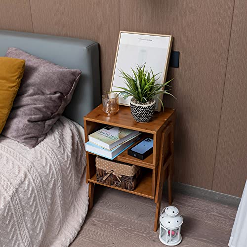 Forevich End Tables Stackable Side Table Bedroom Bamboo Nightstands Set Of 2 For Living Room Beside Table Caramel #TOP1