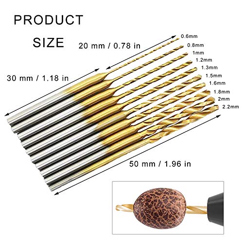 Jonmon TWISTBIT-10P Mini Twist Drill Bits Set - 10Pcs 0.6Mm-2.2Mm Micro Wood Drill Bit 2.35 Shank Titanium Coated Hss Engraving Drill Bits Hole Drilling Tool thumb #1