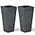 Autodaya 28" Large Tall Planters for Outdoor Plants, Set of 2 V-Shaped Planter Box with Black Terrazzo Look, Durable and Weather Resistant, Ideal or Garden, Patio, Porch or Home use.
