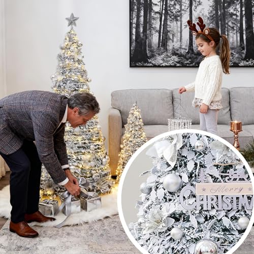 Árbol de Navidad plegable artificial completo para decoraciones de exterior e interior 3