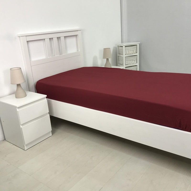 Sábana Barata Bajera Tela Microfibra Raquel Ajustable - Granate, 105 cm