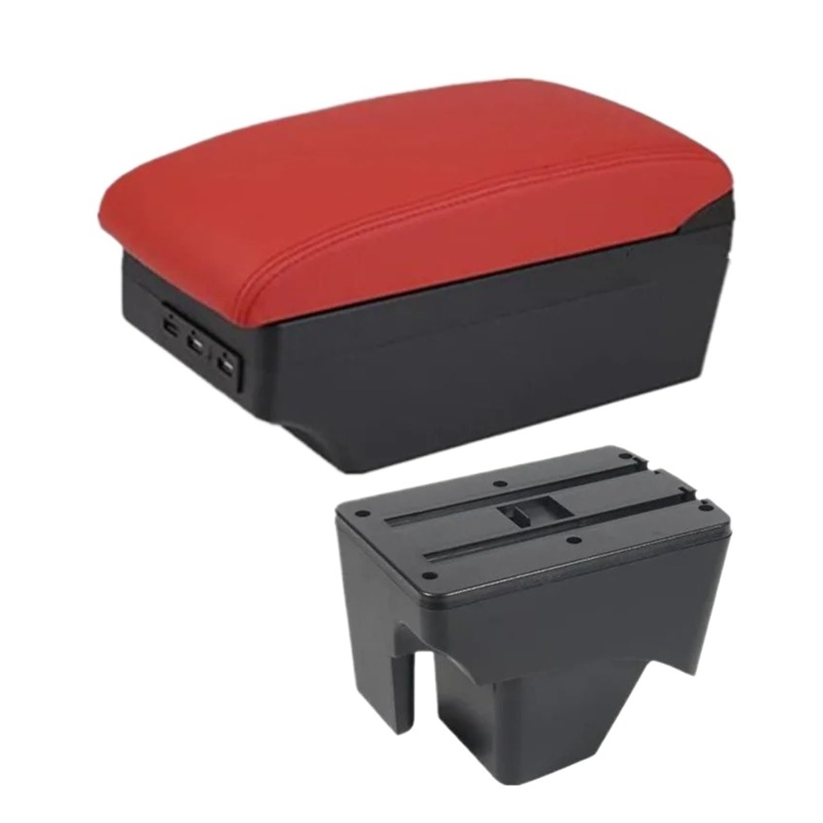 UMDJJU For VW For TERA 2025 Central Storage Box Interior Retrofit Car Accessories Car Centre Console Armrest Box(C4 red 7USB)