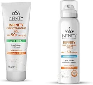 جل ورذاذ شعر مضاد للتألق بعامل حماية من الشمس بعامل حماية من الشمس 50+ من انفينيتي كير، عرض 120+60 غرام