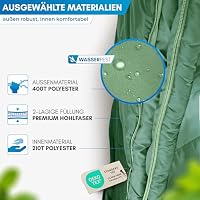 NORDMUT® Deckenschlafsack Erwachsene mit Zwei-Wege YKK-Reißverschluss – kleines Packmaß & Ultraleicht 1600g – 3-Jahreszeiten (250 GSM) – Schlafsack für Camping, Outdoor & Festivals (Waldgrün) – Ansicht 2