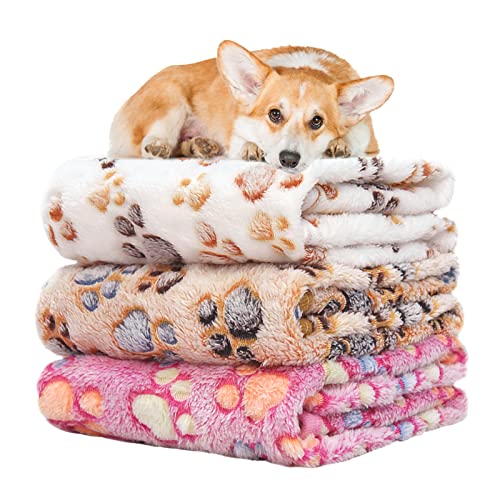 KOGSA Puppy Blankets for Small Dogs, 3 Pack Fleece Dog Cat Blankets Washable, Fuzzy Soft Pet Mat Throw Cover for Kennelā¦