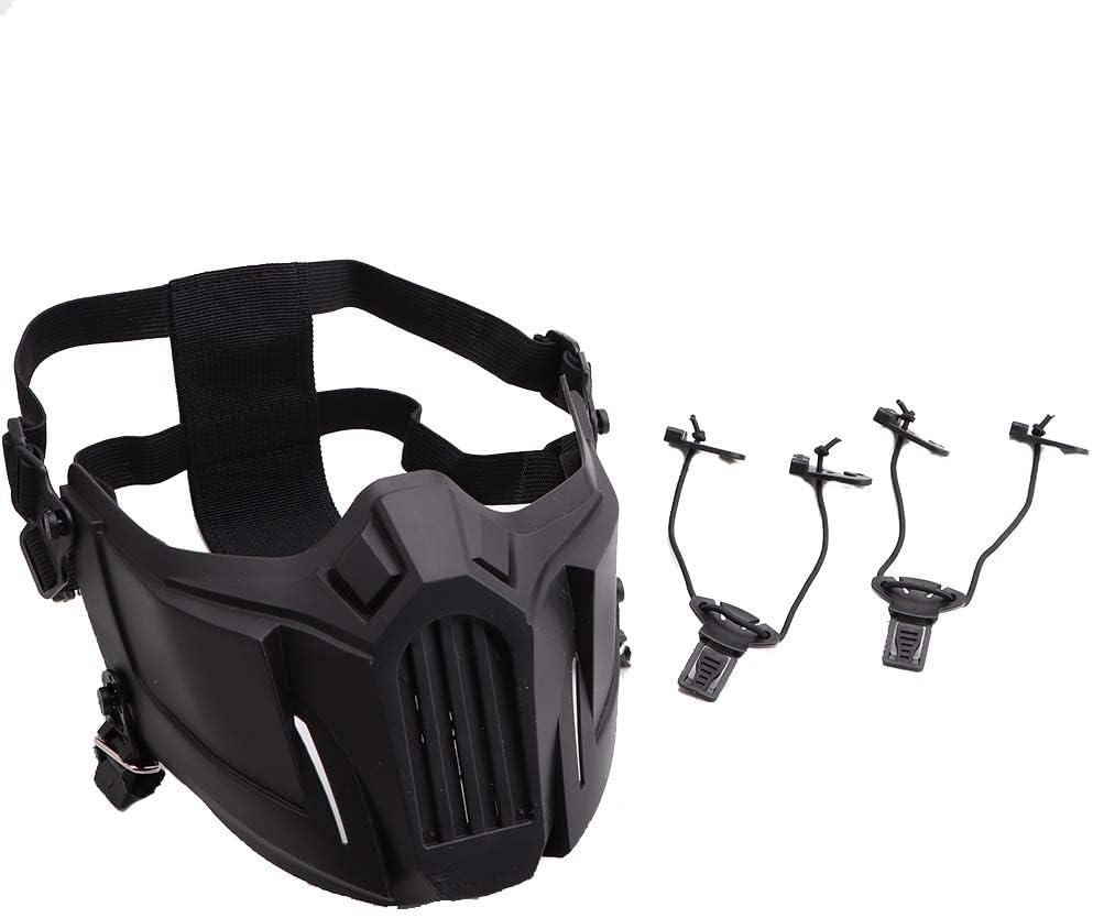 Tounlinx Protective Tactical Set, Half Face Mask with Anti Fog Mesh Goggles for Outdoor Games Sports Paintball Riding Cycling