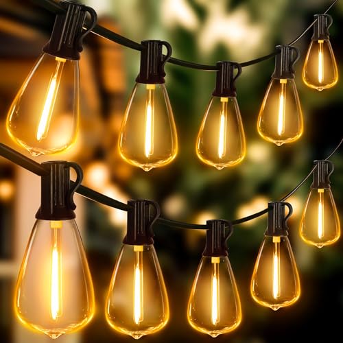 Ollny Outdoor String Lights 120FT with 60+2 Spare ST38 Vintage Bulbs, Shatterproof Connectable Patio...