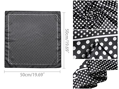 Allegra K 2Pcs 50cm Women Satin Printed Square Kerchief Hair Wrap Neck Scarf 50 * 50cm/19.69 * 19.69"(L*W) Red Dots&Black Dots3