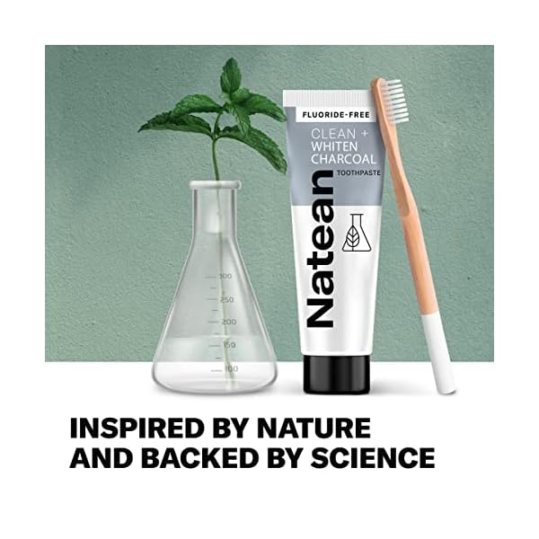 Natean Clean + Whiten Charcoal Toothpaste, Fluoride Free, Clean Mint