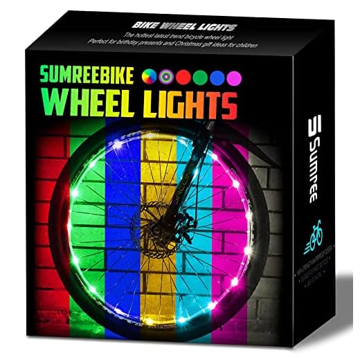 Sumree 2-Tire Pack LED Bike Wheel Lights with USB Rechargeable Battery Bike Lights 16 Modes 7 Colors Changing Over,Get Brighter and Visible from All Angles for Ultimate Safety …