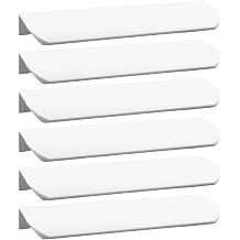Curved Edge Pull Handles, 5.9 Inch Edge Finger Tab Handle for Caibnets Drawer Closet Door Wardrobe Cupboard, 5 Inch Hole Spacing, 6 Pcs White Edge Pulls