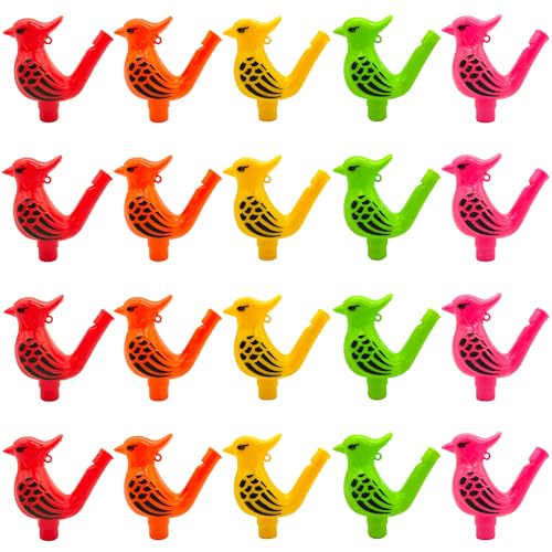 Niuhong 20 Pcs Pipas Pájaros Pueden Llenar Agua Silbato Pájaro Divertido Colores Noisemaker Niños Juego Ruidos Fiesta Plástico Lindo Juguetes Musicales Regalos Cumpleaños Carnaval (B)
