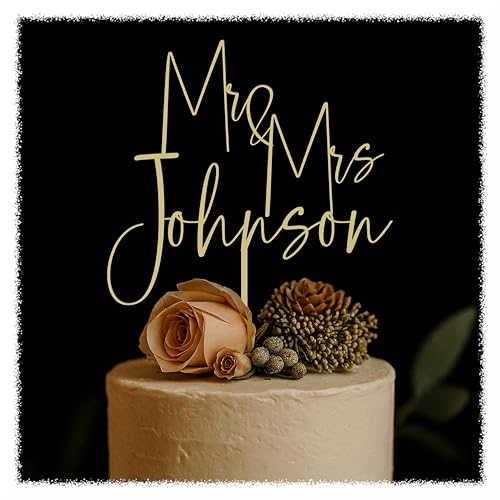 Personalized Wedding Cake Topper – Custom Mr & Mrs Cake Topper with Name or Date – Handmade Wood or acrylic Decoration for Weddings & Anniversaries, Create your own cake toppers!