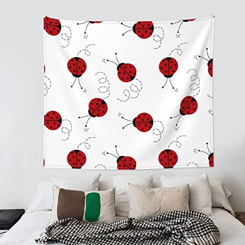 Psvod Art Ladybug Tracks Tapestry:hanging Bedroom Living Room Fabric Home Decoration Wall Hanging:wall Decoration Tapestry 60*51 Inches #TOP4