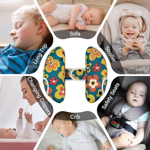 Image of XIGGA Baby Travel Pillow Soft and Comfortable Banana-Shaped, Adjustable Size Stroller Car Pillow Suitable for Boys and Girls.