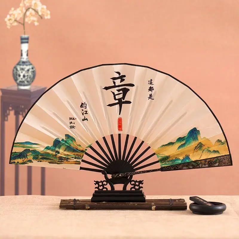 Chinese Style Handmade Folding Fan Double-Sided Fan C M