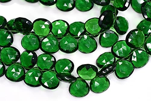 Perles briolettes cœur quartz vert émeraude pour créer un bijou cadeau unique