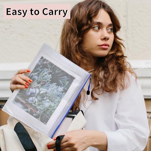 Image of EOOUT 72pcs Mesh Zipper Pouch, A4 Size, 12 Colors Zipper Bags for Organizing Storage, Waterproof Puzzle Bag, Zipper File Bags for Board Games and School Office Supplies