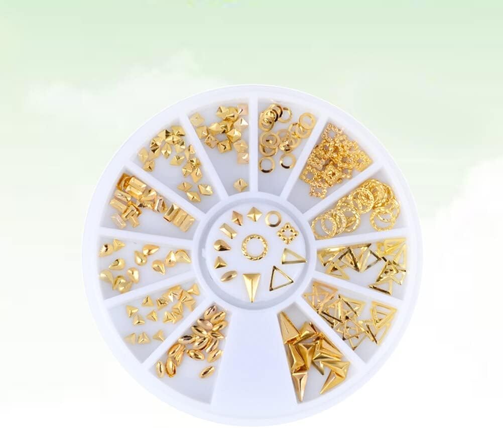 120 Pcs Nail Accessories Charms Nail Decoration Metallic Nails Hollow Out Nail Studs Rose Gold Rivet Nail Metallic Nails - (Color: Golden)