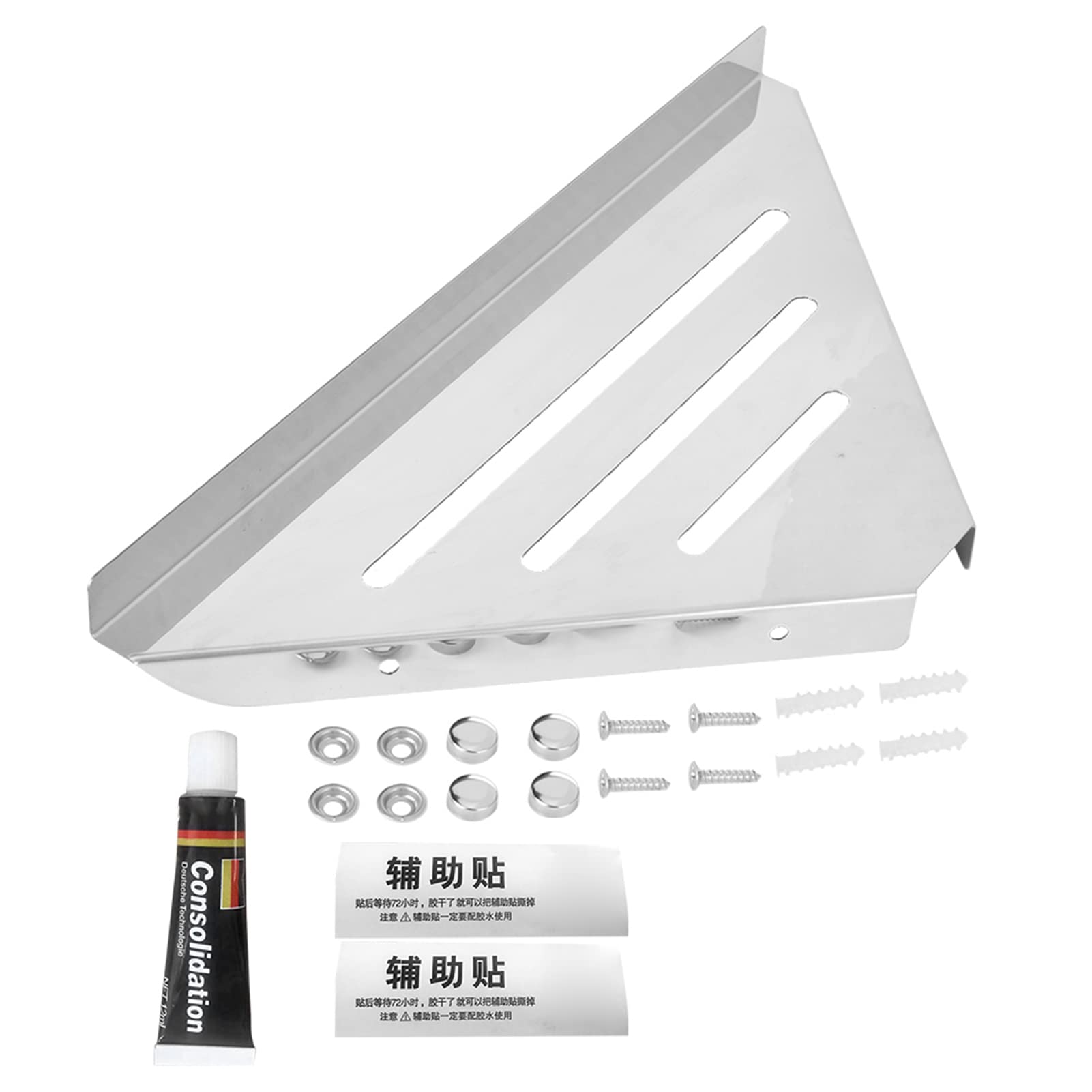 Estante de Esquina de Baño de Acero Inoxidable Estante de Almacenamiento de Ducha Triangular Montado en la Pared de 10 Kg con Diseño de Drenaje Hueco para Uso en Esquina de Cocina de Baño