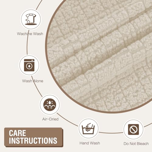 BellaHills High Stretch Sofabezug Moderne Sofaüberwurf, Wasserdicht Sofahusse für Wohnzimmer Protector für Hunde Haustiere, Elfenbein, Übergröße 3 Sitzer(205-240CM)