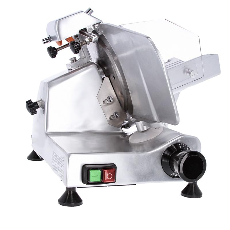 Affettatrice per macelleria grigio affettatrice con lama 250 mm affettatrice professionale taglio preciso affettatrice per carni e prosciutti, affettatrice regolabile 0-12 mm macelleria salumi