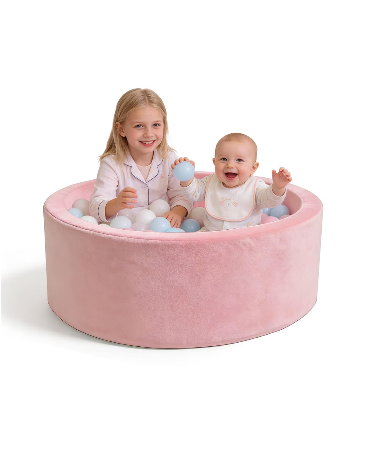 Piscina di Palline per Bambini, Piscina Morbida in Schiuma Rotonda, 90 x 30 cm Area Giochi Soft Play (Palline NON incluse), Rosa