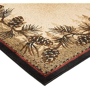 Rustic Lodge Pine Cone Border Brown 5x7 Area Rug, 5'3x7'3 Rustic Lodge Pine Cone Border Brown 5×7 Area Rug 53×73