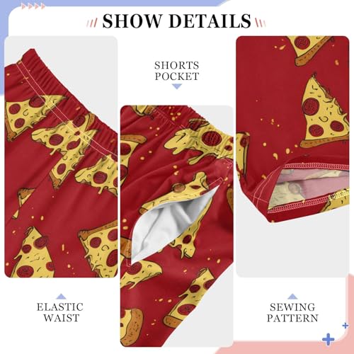 Red Pizza Cute Pattern Cute Pajama Pants, Soft Sleepwear Lounge Pants Pajama Pj Bottoms for 6-14 Years4