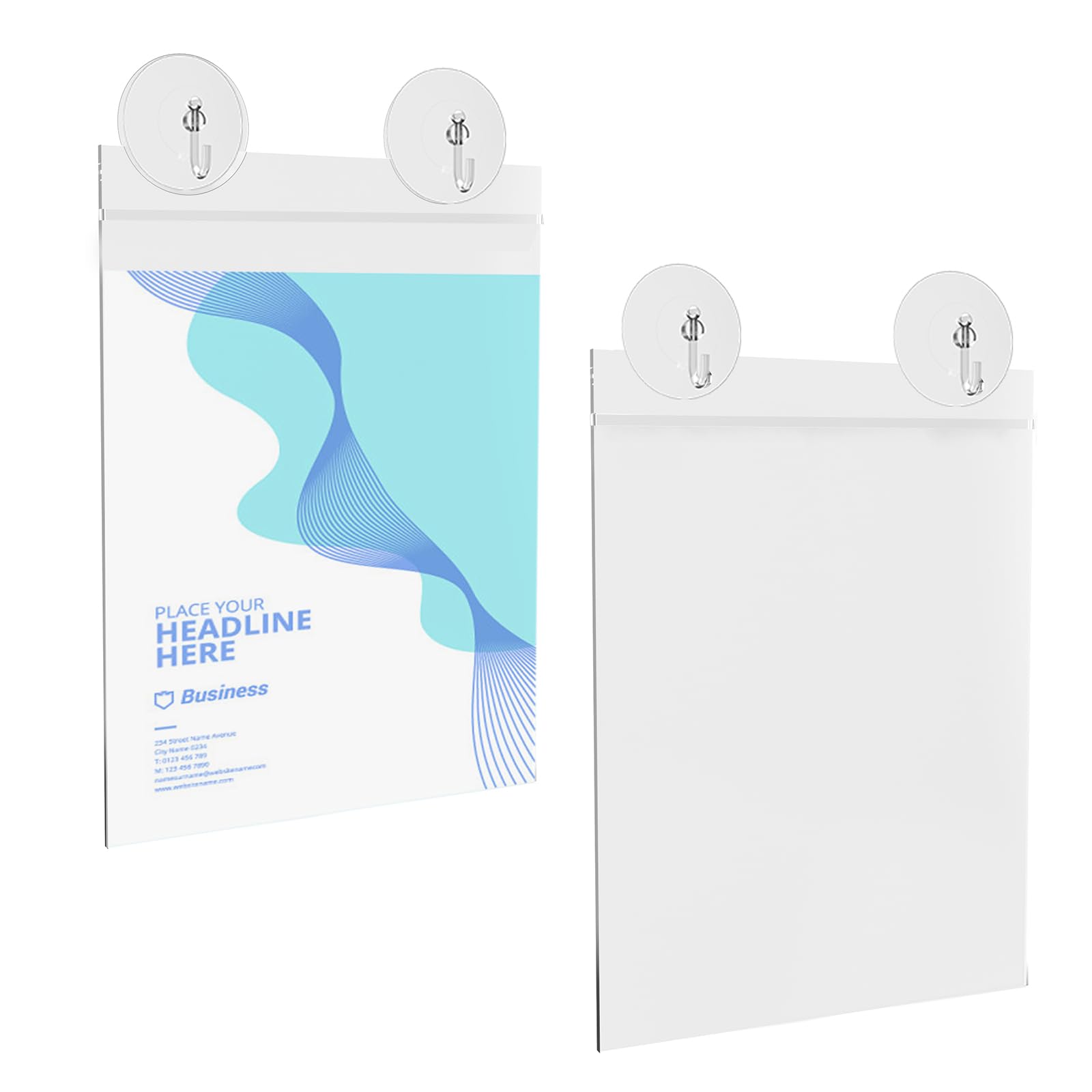 Cuyacili 6 pezzi Porta cartelli in Plastica da Parete con Ventosa 30,5x21,5 cm Portaposter A4 da parete Supporti per display in trasparente per finestra