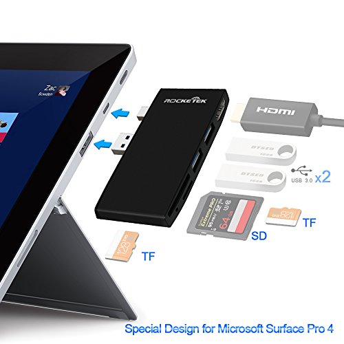 Surface Pro Hub, Rocketek USB 3,0 Hub con Ethernet...