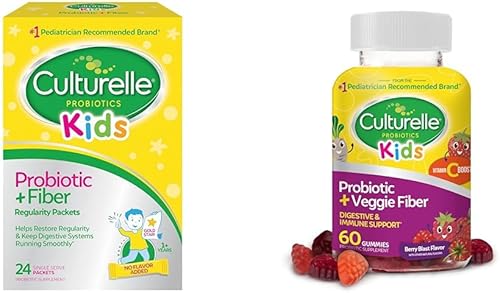 Culturelle Paquetes de probióticos para niños (mayores de 3 años), 24 unidades y gomitas probióticas diarias (mayores de 3 años), 60 unidades -