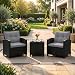 GIANTEX Rattan Gartenmöbel Set, Balkonmöbel Kleiner Balkon, Lounge Möbel Outdoor, Balkon Set 2 Personen, Balkonmöbel Set 3 teilig 2 Sessel & Tisch, Terrassenmöbel (Schwarzem Rattan + Grauem Kissen)