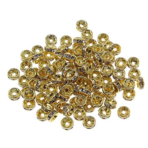 R172C Gold Plated Crystal Rhinestone 6 mm Rondelle Spacer Beads Brass Metal Beads Gold Colour A Quality Rhinestone Beads Rhinestones R172C - Image 3