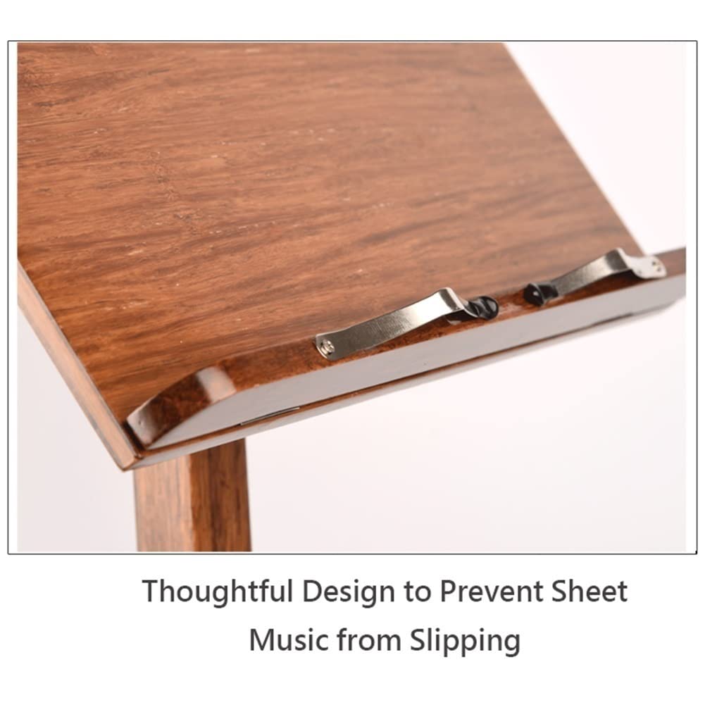 Atril de bambú Plegable para partituras, Atril portátil de Altura Ajustable para Guitarra y violín.(B)